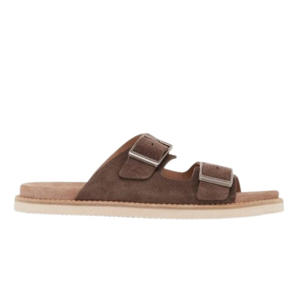 BRUNELLO CUCINELLI Suede Double-Strap Sandals brown