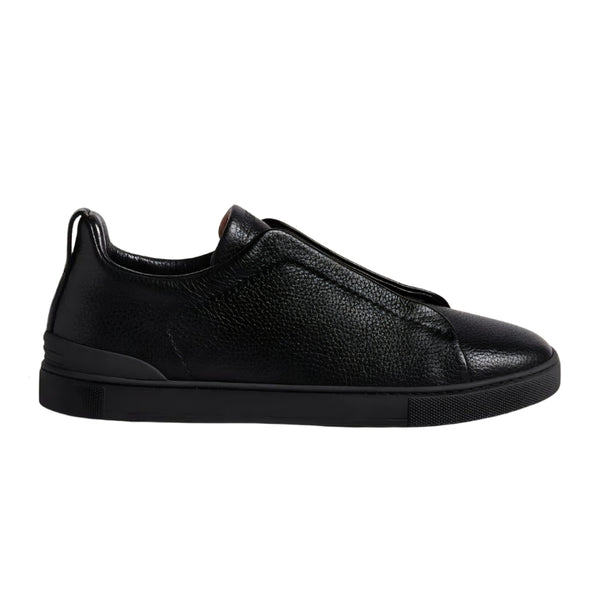 Zegna Leather Triple Stitch Monte All Black
