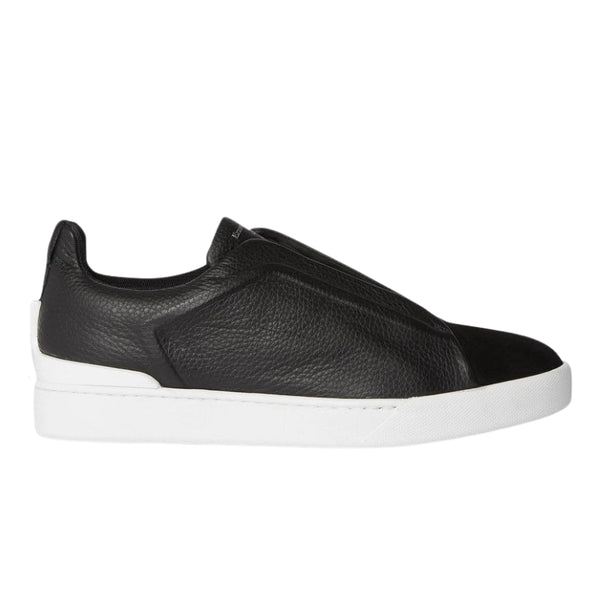 Zegna Leather Triple Stitch Monte Black white