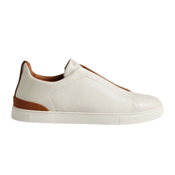 Zegna Leather Triple Stitch Monte White