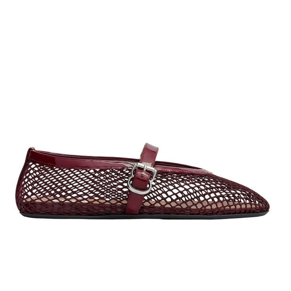 ALAÏA Fishnet Ballet Flats Maroon