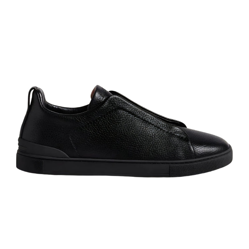 Zegna Leather Triple Stitch Monte All Black