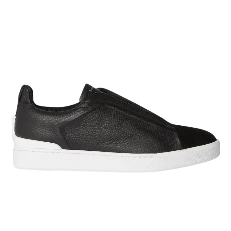 Zegna Leather Triple Stitch Monte Black white
