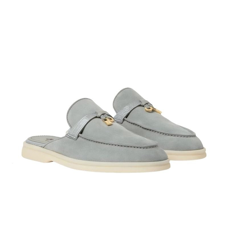 Loro Piana Charms Walk Babouche Suede Eucalyptus