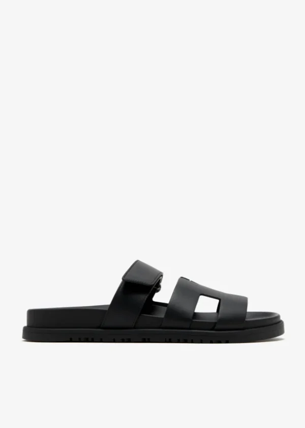 Hermes Chypre Sandal Noir Calfskin Leather
