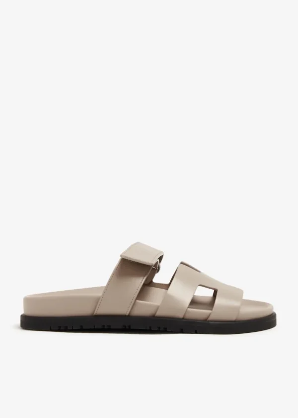 HERMES CHYPRE SANDAL BEIGE MASTIC CALFSKIN LEATHER