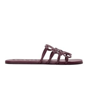 LOEWE Petal Anagram slide in soft calfskin Burgundy